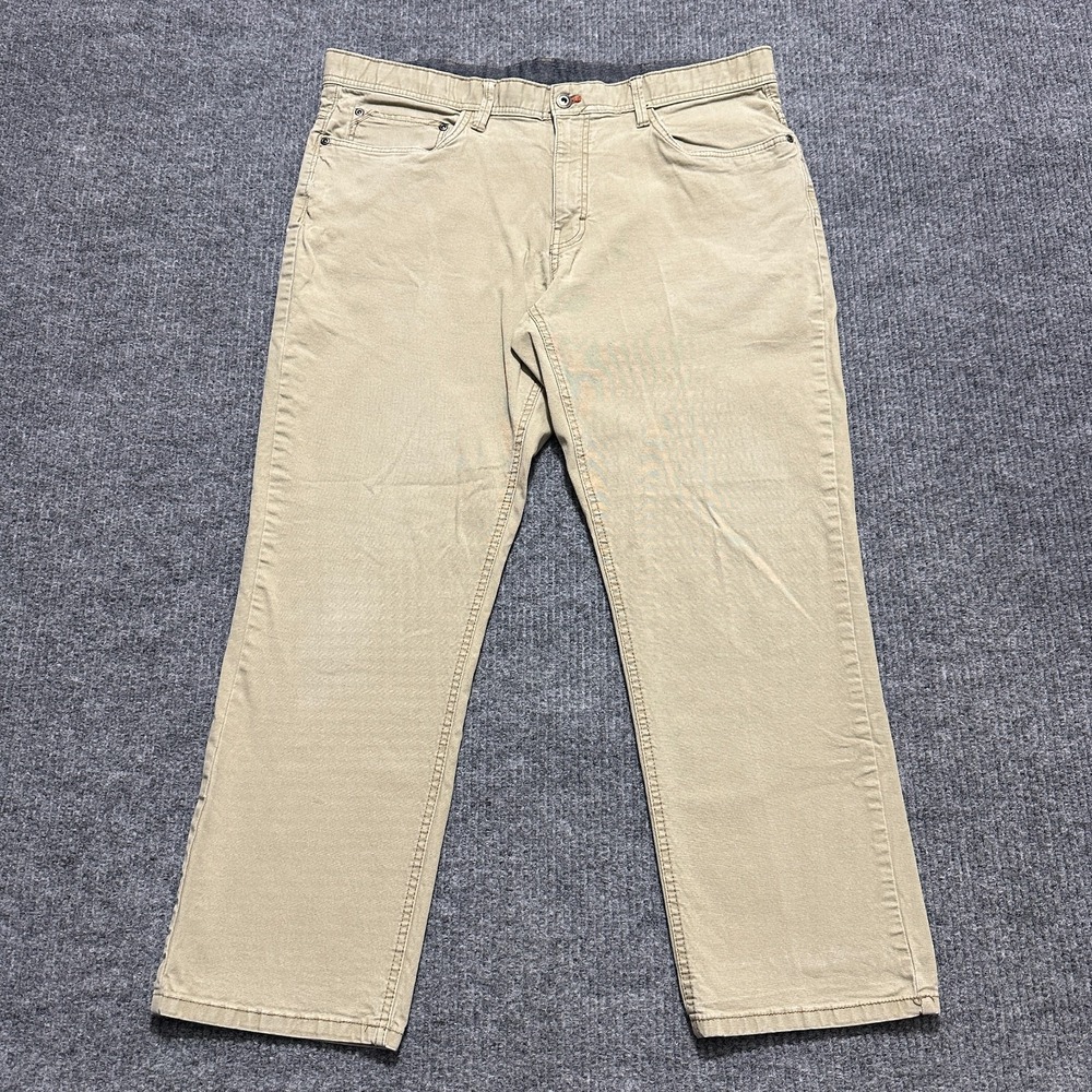 Weatherproof‎ Mens Khaki Pants Size 38x29 Beige Flat Front Stretch Mid Rise